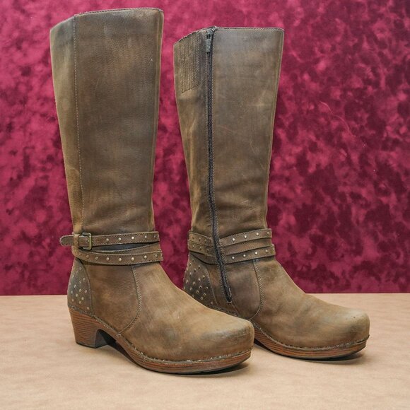 Dansko Women Myra Brown Leather Studded Vintage Retro 90s Boots sz 10US 40 EUR - Picture 1 of 9